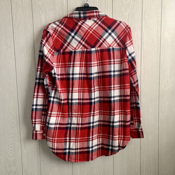 Gap Red Blue Plaid Flannel Button Shirt Size Small NWT - Picture 3 of 3